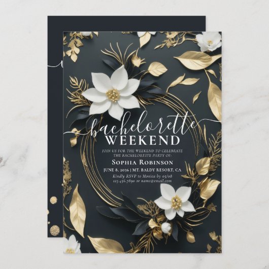 Chique Gouden Bloemen Krans Bachelorette Party Wee Kaart (Voorkant / Achterkant)