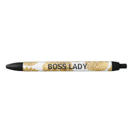 Chique gouden bloemen zwarte inkt pen