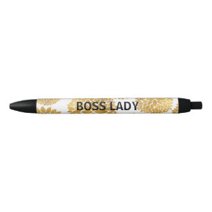 Chique gouden bloemen zwarte inkt pen