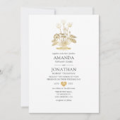 Chique gouden bloemenbruiloft kaart (Voorkant)