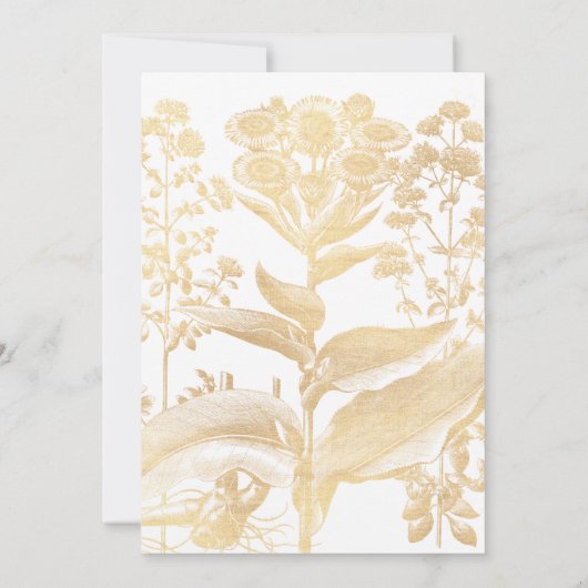 Chique gouden bloemenbruiloft kaart (Achterkant)