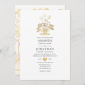 Chique gouden bloemenbruiloft kaart (Voorkant / Achterkant)