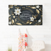 Chique gouden bloemenkrans Vrijgezellenfeest welko Spandoek (Insitu)