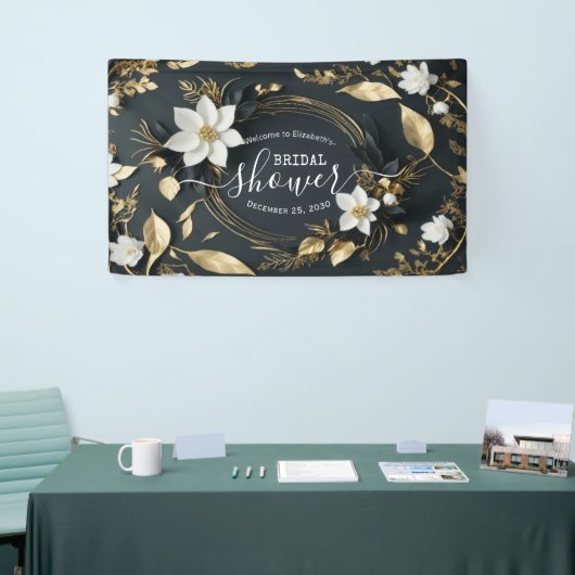 Chique gouden bloemenkrans Vrijgezellenfeest welko Spandoek (Beurs)