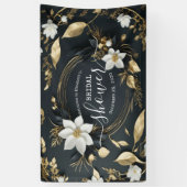 Chique gouden bloemenkrans Vrijgezellenfeest welko Spandoek (Verticaal)