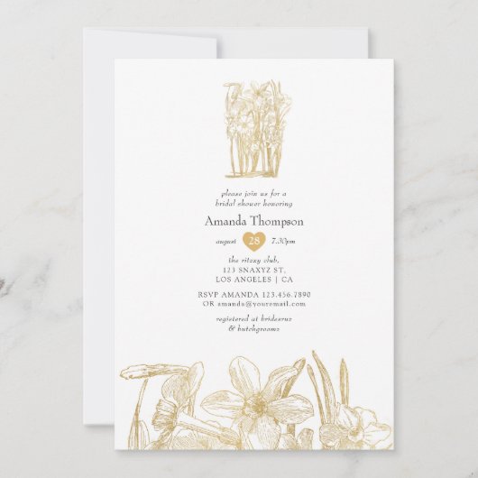 Chique gouden bloemig Vrijgezellenfeest Kaart (Voorkant)