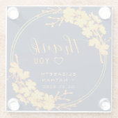 Chique Gouden Bloemige Navyblauwe Trouw Dank Je Glazen Onderzetter (Achterkant)