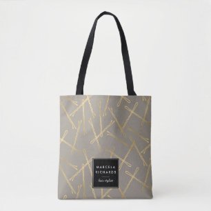 Chique gouden Bobby Pins grijs gepersonaliseerd Tote Bag