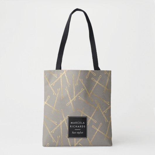 Chique gouden Bobby Pins grijs gepersonaliseerd Tote Bag (Voorkant)