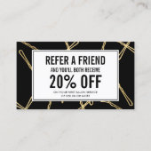 Chique gouden Bobby Pins Haar Salon Zwart Verwijzi Aanbevelingskaartje (Voorkant)