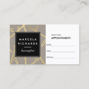 Chique gouden Bobby Pins Haar Stylist Grijs Afspra Afsprakenkaartje