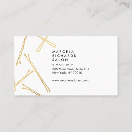 Chique gouden Bobby Pins Haar Stylist Roze Afspraa Afsprakenkaartje (Achterkant)