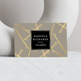 Chique gouden Bobby Pins Haar Stylist Salon Grijs Visitekaartje