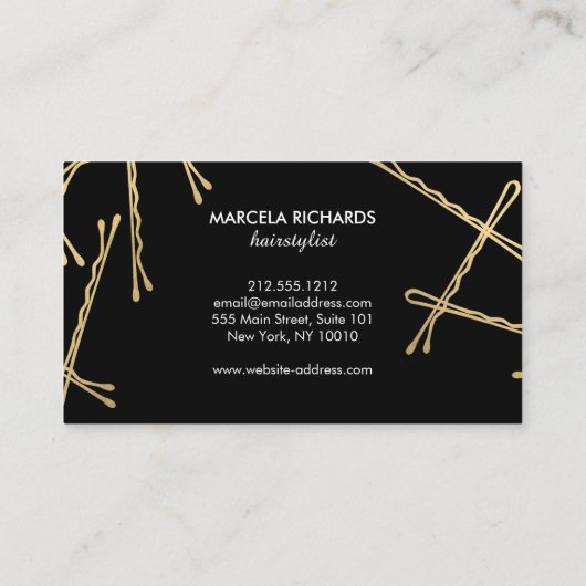 Chique gouden Bobby Pins Haar Stylist Zwart Loyali Klantenkaartje (Achterkant)