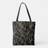 Chique gouden Bobby Pins Zwart gepersonaliseerd Tote Bag (Achterkant)