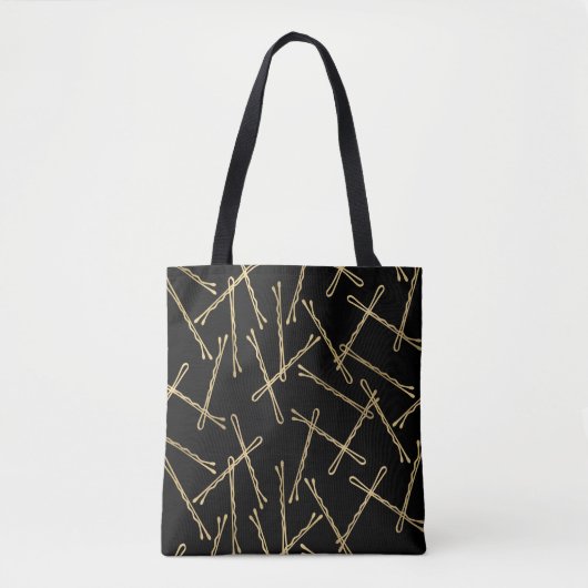 Chique gouden Bobby Pins Zwart Tote Bag (Voorkant)