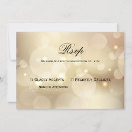 Chique gouden bokeh licht bruiloft RSVP Kaart