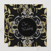 Chique gouden bruiloft uitnodiging (Voorkant / Achterkant)