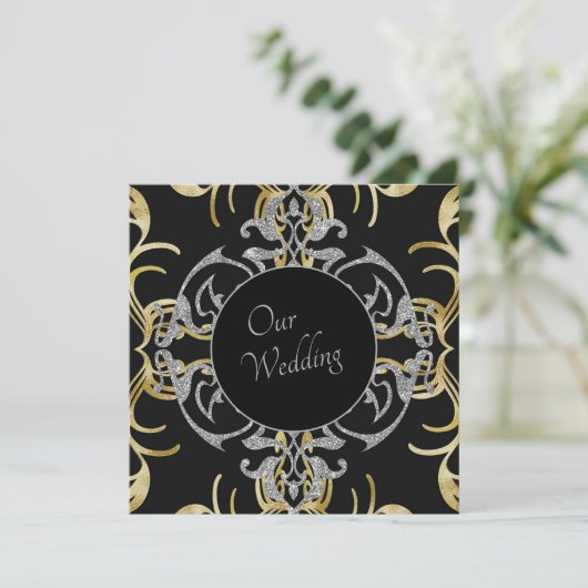 Chique gouden bruiloft uitnodiging (Staand voorkant)