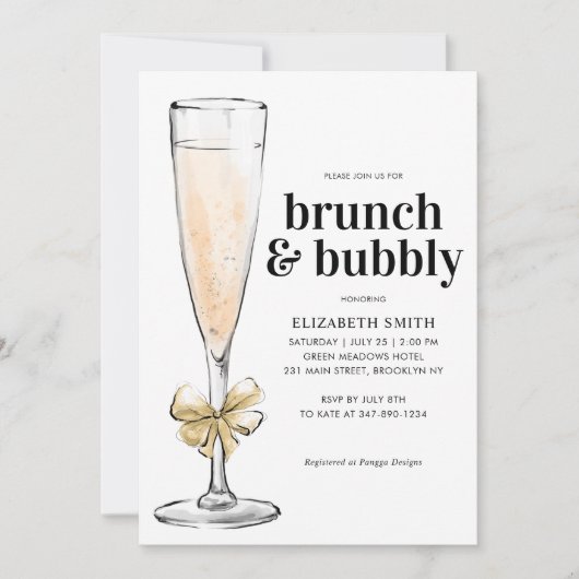 Chique gouden brunch en bubbelig Vrijgezellenfeest Kaart (Voorkant)