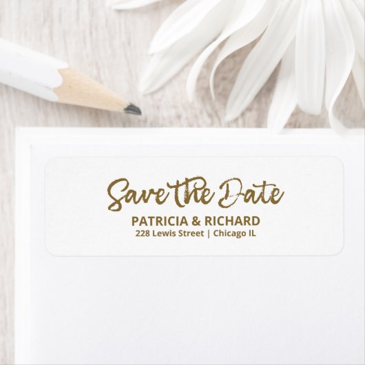 Chique Gouden Calligrafie Bewaar de Datum Retourad Etiket (Insitu)