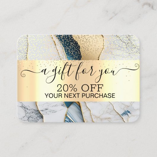 Chique gouden Confetti, Marmeren Goud Kortingskaartje (Voorkant)