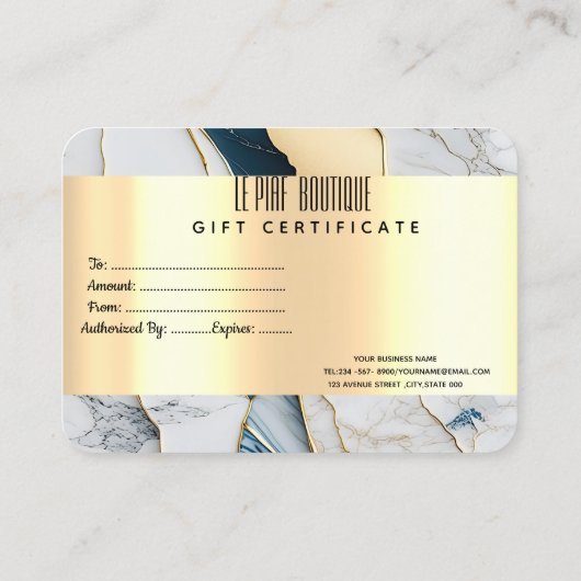 Chique gouden Confetti, Marmeren Goud Kortingskaartje (Achterkant)