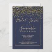 Chique gouden confetti navy blauw script vrijgezel kaart (Voorkant)