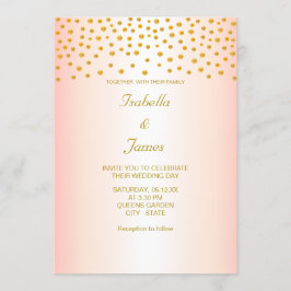Chique gouden confetti op roze goud kaart