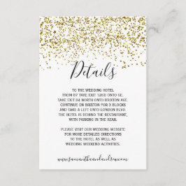 Chique gouden confetti witte typografie details informatiekaartje
