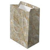 Chique gouden crème bloem medium cadeauzakje (Achterkant Gekanteld)