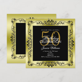 Chique gouden decoratieve lijst 50ste verjaardag kaart