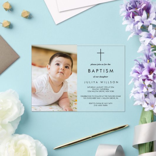 Chique gouden doop foto acryl uitnodigingen (Insitu (Huwelijk))