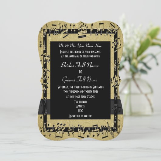 Chique gouden elegante formele bruiloft kaart (Staand voorkant)