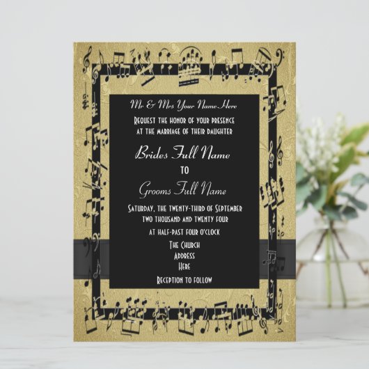 Chique gouden elegante formele bruiloft kaart (Staand voorkant)