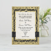 Chique gouden elegante muziekblad formele bruiloft kaart (Staand voorkant)