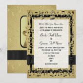 Chique gouden elegante muziekblad formele bruiloft kaart (Voorkant / Achterkant)