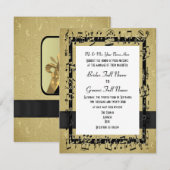 Chique gouden elegante muziekblad formele bruiloft kaart (Voorkant / Achterkant)
