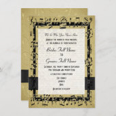 Chique gouden elegante muziekblad formele bruiloft kaart (Voorkant / Achterkant)
