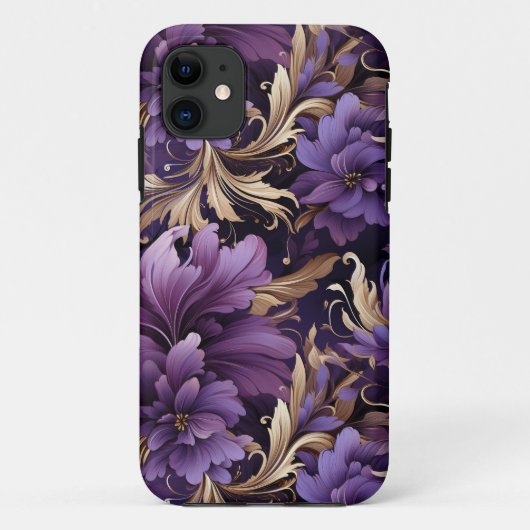 Chique gouden en Paarse bloemige botanische Case-Mate iPhone Case (Achterkant)