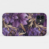 Chique gouden en Paarse bloemige botanische Case-Mate iPhone Case (Achterkant (horizontaal))