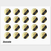 Chique gouden en zwarte trouwzegel ronde sticker (Vel)
