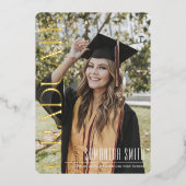 Chique gouden folie Foto Afstuderen aankondigingsk Folie Feestdagenkaart (Voorkant)