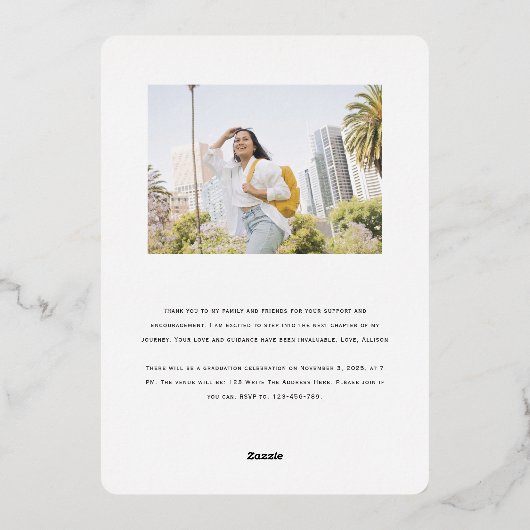 Chique gouden folie Foto Afstuderen aankondigingsk Folie Feestdagenkaart (Achterkant)