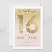 Chique gouden folie glitter script blush Sweet 16  Kaart (Voorkant)
