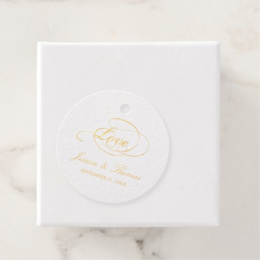 Chique Gouden Folie Liefde Script Bruiloft Favor S Bedankjes Labels (Met doos)