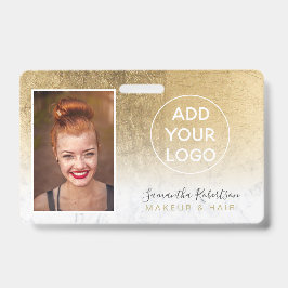 Chique gouden folie marmeren logo personeelsfoto p badge