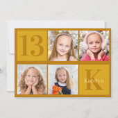 Chique gouden fotocollage verjaardagsfeestuitnodig kaart (Voorkant)