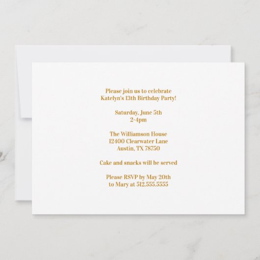 Chique gouden fotocollage verjaardagsfeestuitnodig kaart (Achterkant)