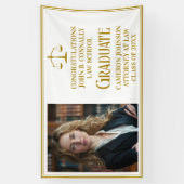 Chique gouden fotoschool afstudeerfeest voor recht spandoek (Verticaal)